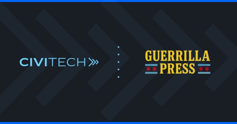 Civitech/Guerrilla Press Blog Post Graphic, announcing a partnership between Civitech and Guerrilla Press